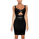 Hybrid & Company Womens Sleeveless Metal Bandage Dress Celebrity Party Bodycon Dress