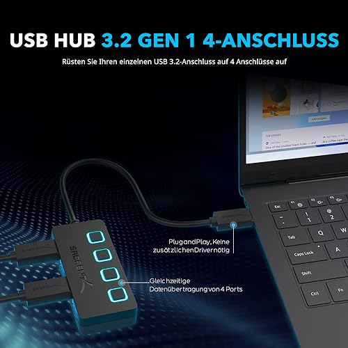 Sabrent USB HUB - 4-Port USB 3.0 Hub with Single Power Switch and LEDs (HB-UM43)