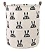 Large Storage Bin ,Ramie Cotton/ Canvas Fabric Folding Storage Basket With Handles- Toy Box/ Toy Storage/ Toy Organizer for Boys and Girls - Laundry Basket/ Nursery Hamper (Bunny)