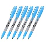 Sharpie Neon Permanent Marker, Neon Blue Ink, Pack of 6