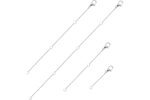 KALIONE 4 Pack Necklace Extender Chain, 4 Size Silver Necklace Extenders, 2/4/6/8 In Chain Extenders for Necklaces, Silver Necklace Clasp Extenders for Necklace Bracelet Jewelry Crafts Making Supplies