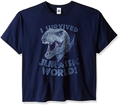 Jurrassic Park Men's Big-Tall I Survived Jurassic World T-Shirt, Navy, XX-Large
