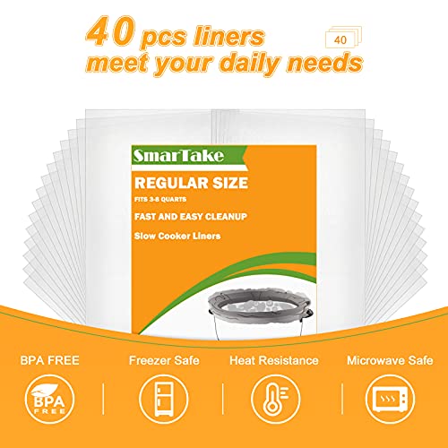 SMARTAKE Slow Cooker Liners, 11 × 17 Inches Disposable Cooking Bags