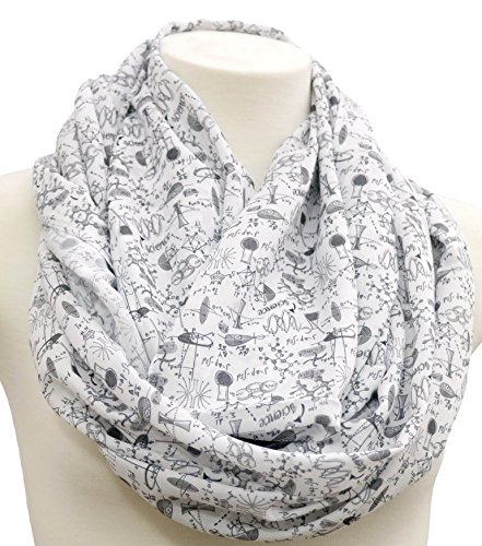 Science infinity Scarf birthday gift idea for her anniversary gift chemistry biology scientist black white