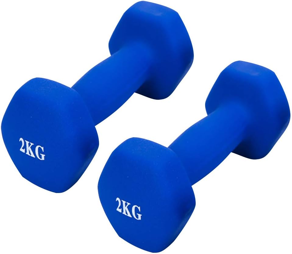 YUNPENG Lasting Aerobics - Neoprene Dumbbells (Pair) 4Kg Dumbbell Set - Non-Slip (Color: Pink, Red, Blue),Blue