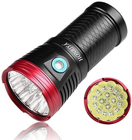 Super Bright Led Flashlight,HONRIYA High Power 13000 High Lumens Tactical Flashlight,16 CREE XML-T6 Waterproof Flashlight,IP65 Led Torch Light for Home and Outdoor(without battery)