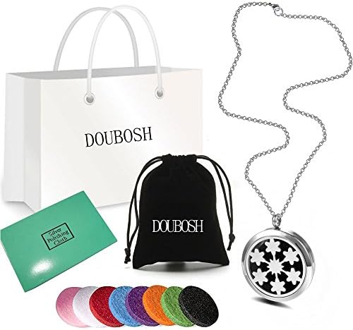 DOUBOSH Christmas Gift Essential Oils Diffuser Magnetic Locket / Carving Aromatherapy Round Pendant Necklace Free Chains and Pads (ZT-XX-08)