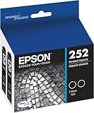Epson 252 Genuine Ink Cartridge 2 Blacks T252120-d2 Wf-5620 5690 3620 3640 7610 7620 Multipack -2 Black