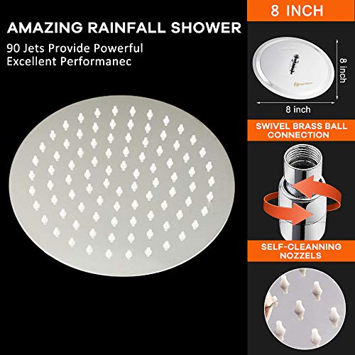 High Pressure Shower Head, 8 Inch Rain Showerhead, UltraThin Design Pressure Boosting, Awesome