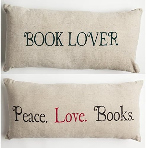 Evelyn Hope Collection Book Lover Indoor-Outdoor Linen Throw Pillow