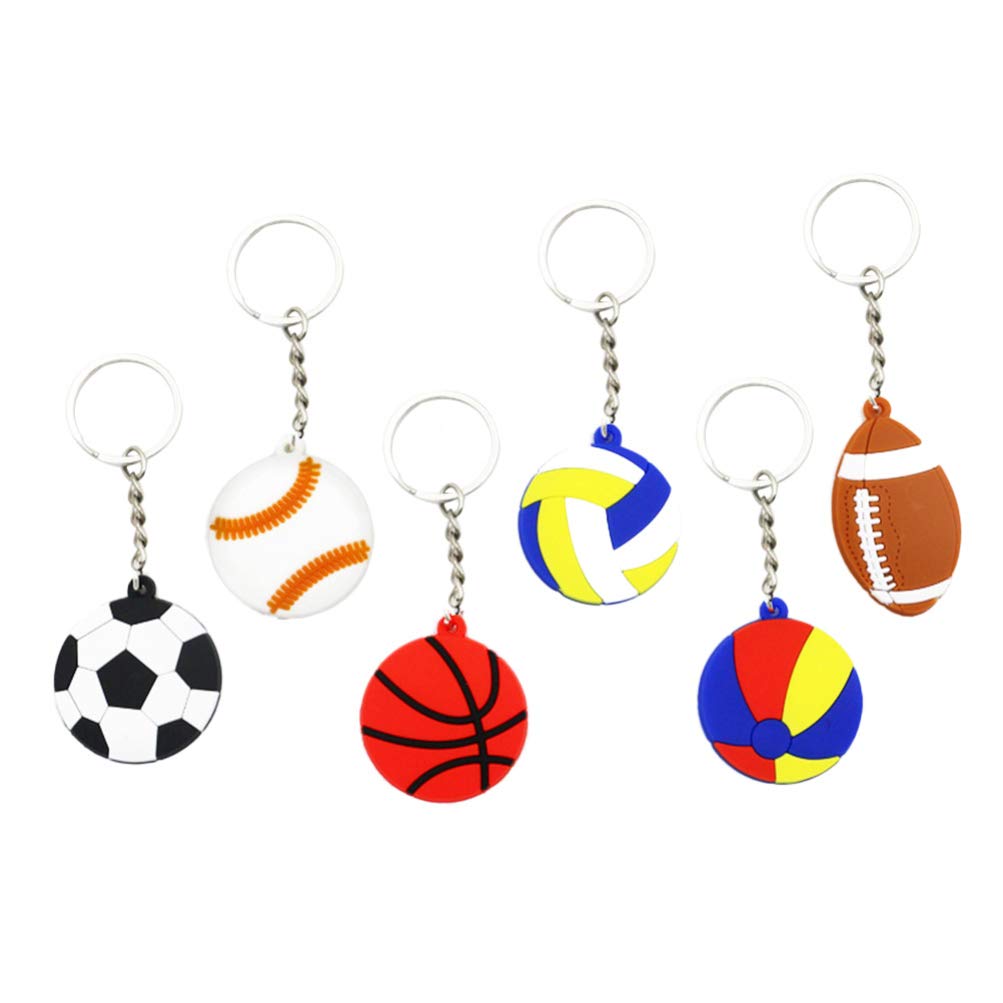 VOSAREA 30pcs Sports Ball Keychain Football Keyring Soccer Ball Key