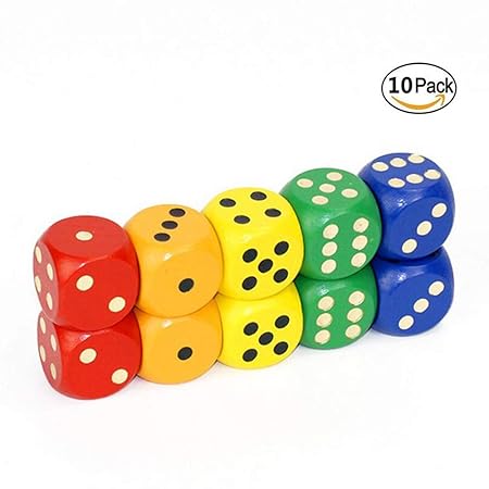 Liemo Augenwürfel Spielwürfel Holz Würfel Set Würfel Holz Spiel Würfel Spiele Würfel Würfel Farbig für Mathe Lernen, Casino, 