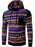 Unko Men's Casual Long Sleeve Ethnic Pullover Hooded Sweatershirt