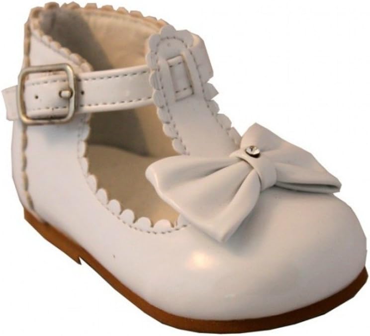 SevvaBaby Infant Girls Spanish Style Patent Walking Shoes + Bow Size 2 3 4 5 6 (UK