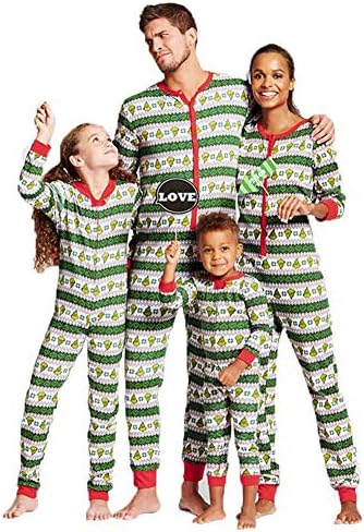 Family Matching Christmas Pajamas Set Geometric Patterned PJs Romper