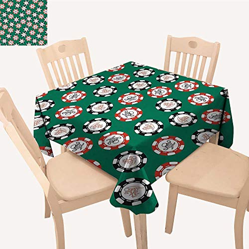 UHOO2018 Square/Rectangle Polyesters Tablecloth Poker Chips Pirate s ey Cross B Skull Risk Wedding Party,52x 52 inch