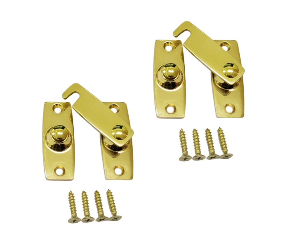 QCAA 2.5" x 2.65", Large, Heavy Forged Solid Brass Door Latch, 180 Degrees Flat Surface Mounting Door Latch Buckle for Doors & Windows, Vibrated Brass, 2 Pack, Made in Taiwan — image 1