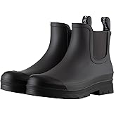 planone Women’s Fashion Waterproof Short Chelsea Rain Boots Durable Non Slip Ankle Rubber Boots Work Booties Lightweight Outdoor Garden Shoes with Removable Insole