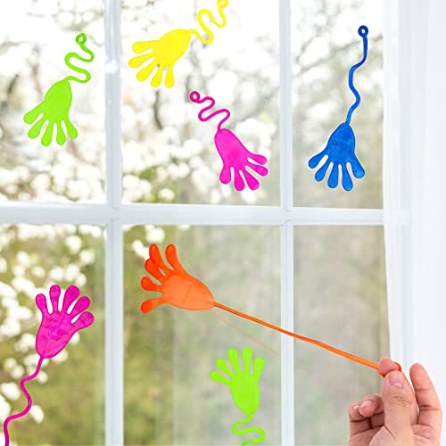 Shindel Sticky Hand Toys, 48PCS Stretchy Toys Bulk Sticky Fingers Toy Set Colorful Stretchy Sticky Geckos for Kids Halloween Trick or Treat Toys Birthday Party Favors