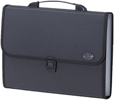 Poly Expanding File Folder with Portable Handle 12 Pockets Letter Size A4 Paper Office Job Folder(Black)