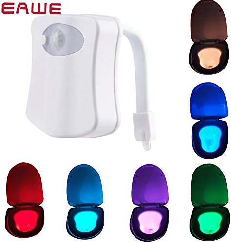 EAWE Colorful Motion Sensor Toilet Nightlight Home Toilet Bathroom Human Body Auto Motion Activated Sensor Seat Light Night Lamp Light Sensitive