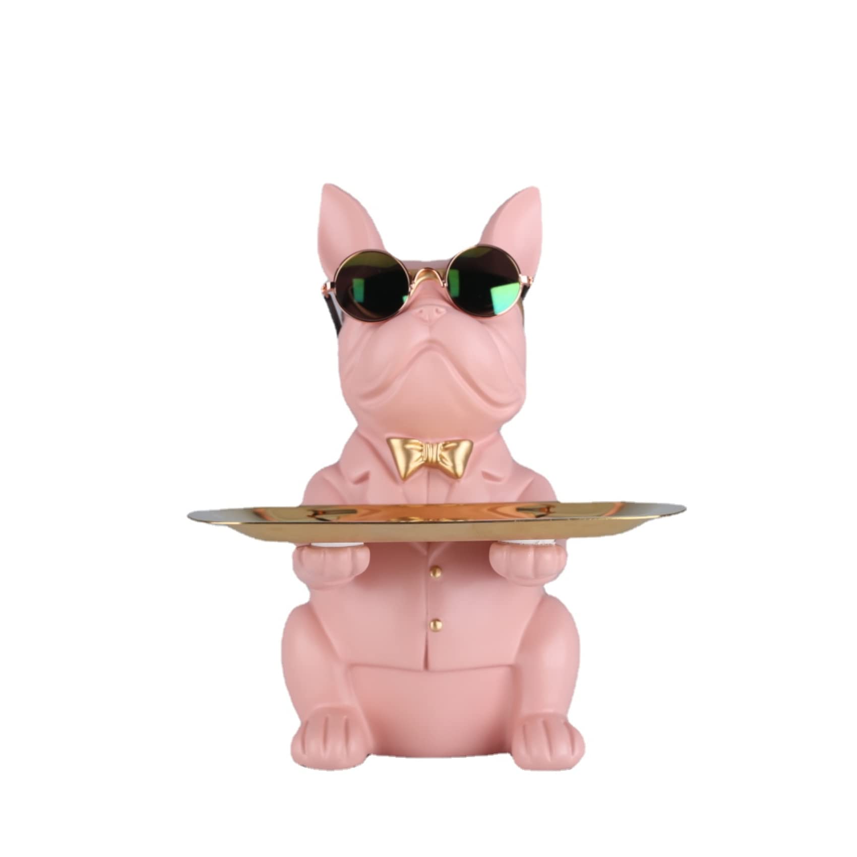 XYQXYQ Multi Functional Bulldog Statue, Resin Dog Butler Decoration Storage Tray, Creative Cute Dog Storage Tank, Applicable Wallet Key Necklace Bracelet Holder Storage Bowl Sculpture Decor