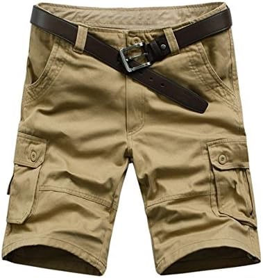 Men's pure cotton loose short cargo pants Army Yellow42