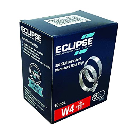 Eclipse Professional Tools ECW4-1X W4 Box of 10 30-40mm (1 ⅛ - 1 ⅝) 304 Stainless Steel Worm Gear Hose Clamps