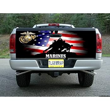 Avery T130 MARINES US MARINE AMERICAN FLAG TAILGATE WRAP Vinyl Graphic Decal Sticker F150 F250 F350 Ram Silverado Sierra Tundra Ranger Frontier Titan Tacoma 1500 2500 3500 Bed Cover tint image