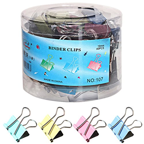 Color Scissor 48 Pieces Binder Clips, Medium Metal Binder Clips Paper Clips, Assorted Color (25mm)