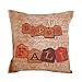 Createforlife New Home Decorative Cotton Linen Square Happy Fall Vintage Letters Printed Pillow Case Cushion Cover 18*18 inch