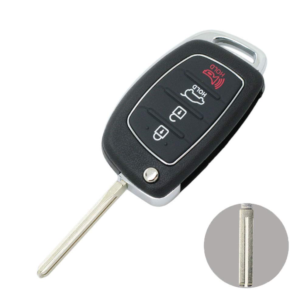 BROVACS Replacement Key Shell Compatible with HYUNDAI Santa Fe ix45 4 Button Keyless Entry Remote Flip Key Case Fob PG180D