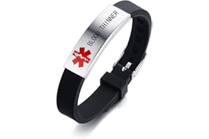 HEABY Medical Alert Customized ID Bracelet Free Custom Engraving Personalized Gift Adjustable Wristband for Men Women in Emergency First Aid