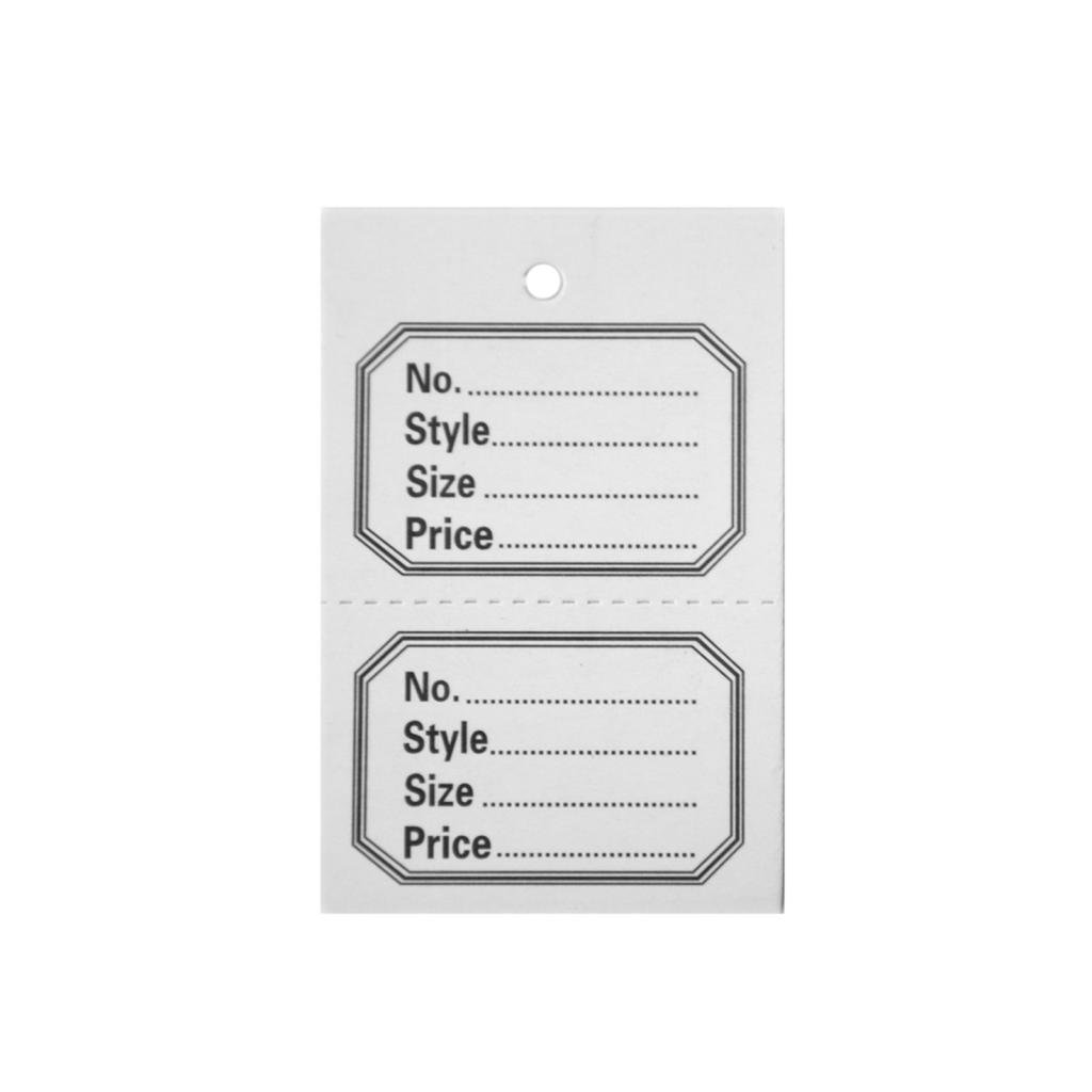 1000 UNSTRUNG White Perforated Clothes/Garment Reference Stock Ticket/Tags/Labels D