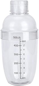 530ml Drink Shaker, Plastic Cocktail Ice Tea Shaker Bottle with Scales for Bar