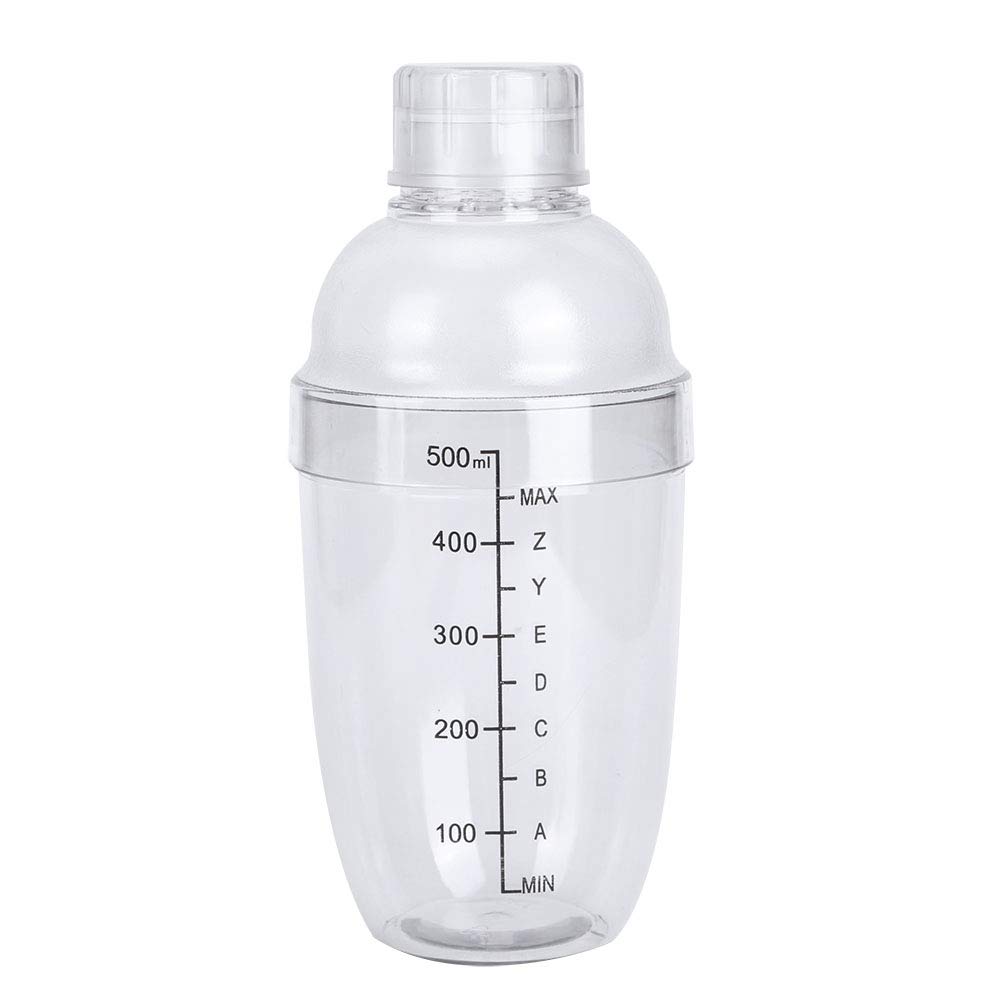 Cocktail Shaker with Scale, Drink Shaker Cocktail Plastic Resin Cocktail Mixer Bottles, Coffee Shaker Transparent Cocktail Maker for Home Bar Milk Tea Shop Party Coffee Shop Restaurant (530ml)