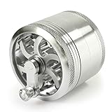 MasterGrind Shield Series 4-Piece Mill Grinder for Herb-Spices-Tobacco - Large (2.5 inch - 63mm) - Silver - Premium Aluminum Grinder with 3 Chambers - Micron Screen - Includes Mini-Scraper