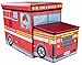 Clever Creations Fire Truck Collapsible Storage Organizer Storage Box Folding Storage Ottoman for Your Bedroom | Perfect Size Storage Chest for Books, Shoes & Games