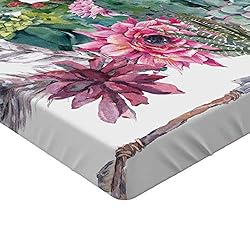 Ambesonne Cactus Fitted Sheet, Exotic Natural