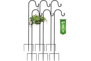 Heavy Duty Shepherds Hook, 47 Inch Adjustable Height Shepards Hooks for Outdoors, Plant Hangers Garden Stakes, Plant Hooks Po