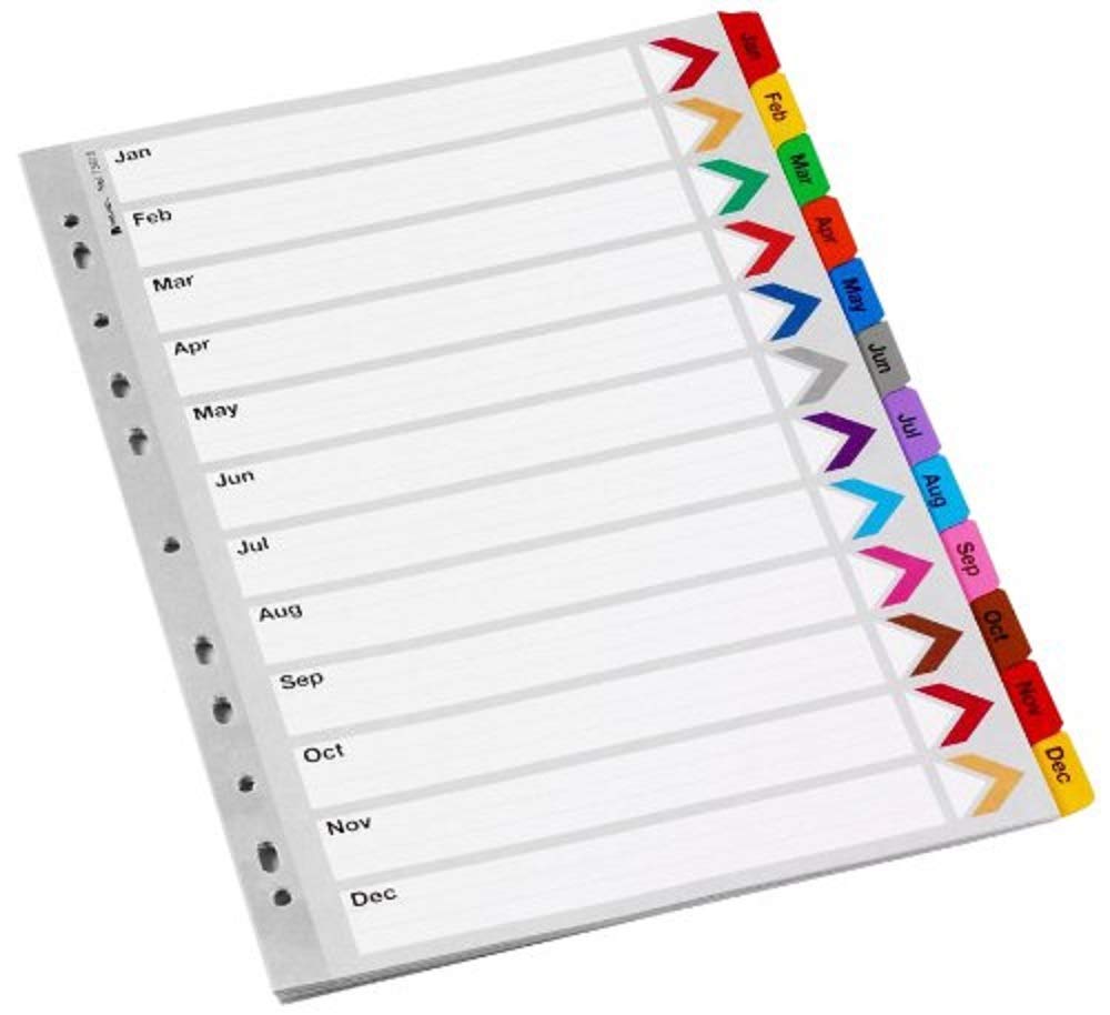 Rexel Mylar A4 Reinforced Index January-December -White