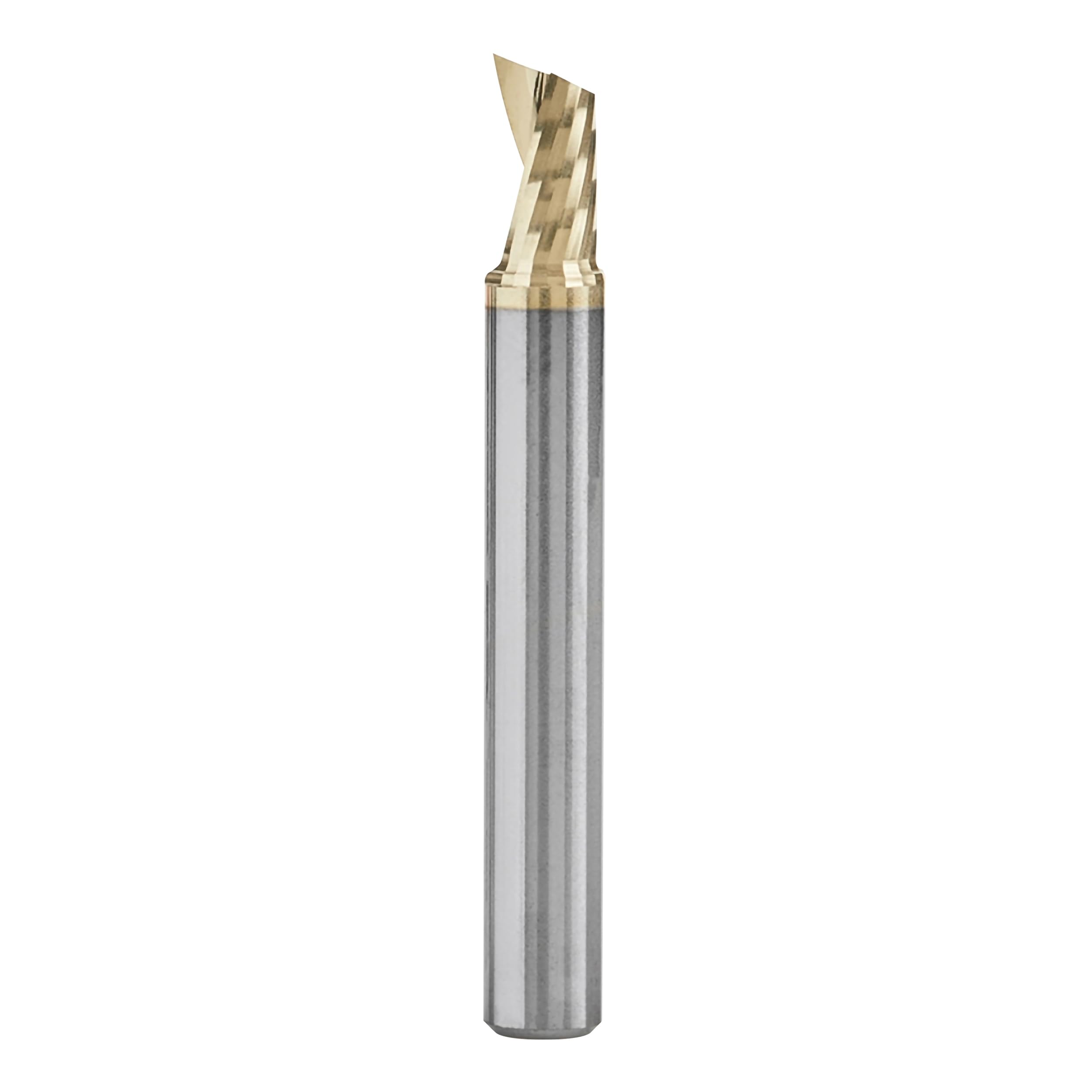 Amana Tool 51479-Z SC Spiral O Single Flute ZrN Coated Aluminum Cutting 1/4 D x 3/8 CH x 1/4 SHK x 2 Inch Long Up-Cut Router Bit withMirror Finish