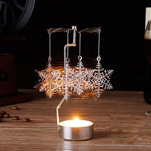 TRENDINAO Christmas Hot Spinning Rotary Metal Carousel Tea Light Candle Holder Stand Light for Christmas Party Dinner