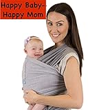 Newborn, Infant, Baby & Toddler Wrap Carrier Sling & Cover With Front Pocket, Grey. Perfect Baby Shower Gift by iCarryBaby