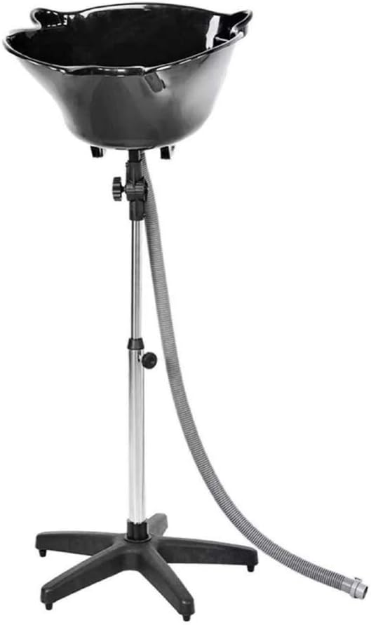 RFC Height Adjustable Portable Salon Deep Shampoo Basin Sink Hair Treatment Bowl with Drain Hose Barbershops Shampoo Pool - Black