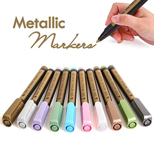2PC Metallic Markers Paints Pens Art Glass Paint Writing Markers DIY Card Making for Gift Card Making,DIY Photo Album,Scrapbooking Crafts (Random, 2PC X 14.2cm x 1.3cm) - Thumbnail 4
