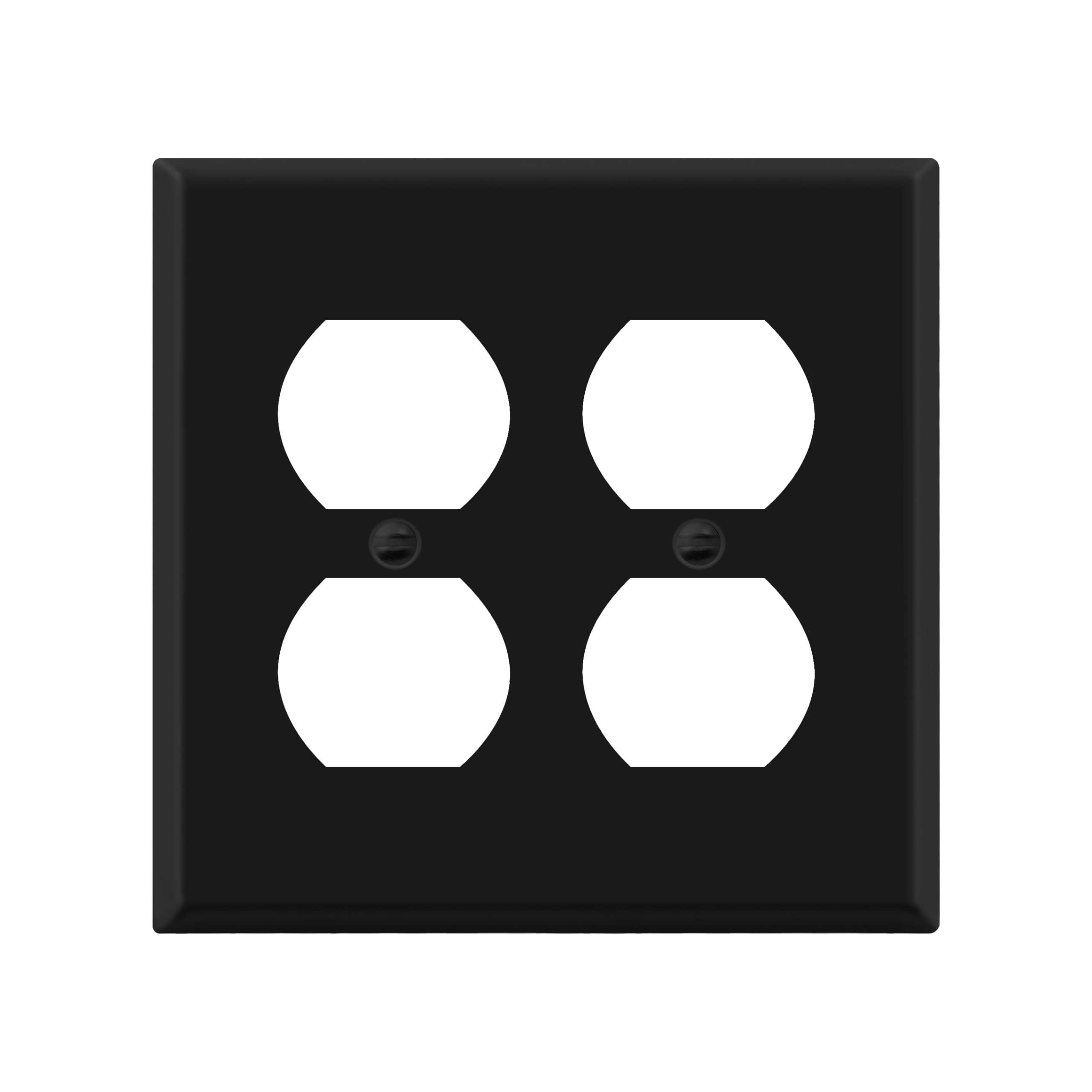 Photo 1 of ENERLITES Double Duplex Receptacle Metal Wall Plate, Corrosion Resistant, Standard Size 2-Gang 4.50" x 4.57", Powder Coated Stamped Steel, 7722-BM, Black Matte