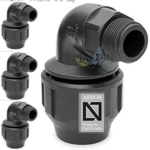Pack of 4 Polyethylene Male Elbow 32 mm x 1 inches. AENOR Certified Product Used in 32mm PE Pipes for Plumbing, Irrigation and Construction use.