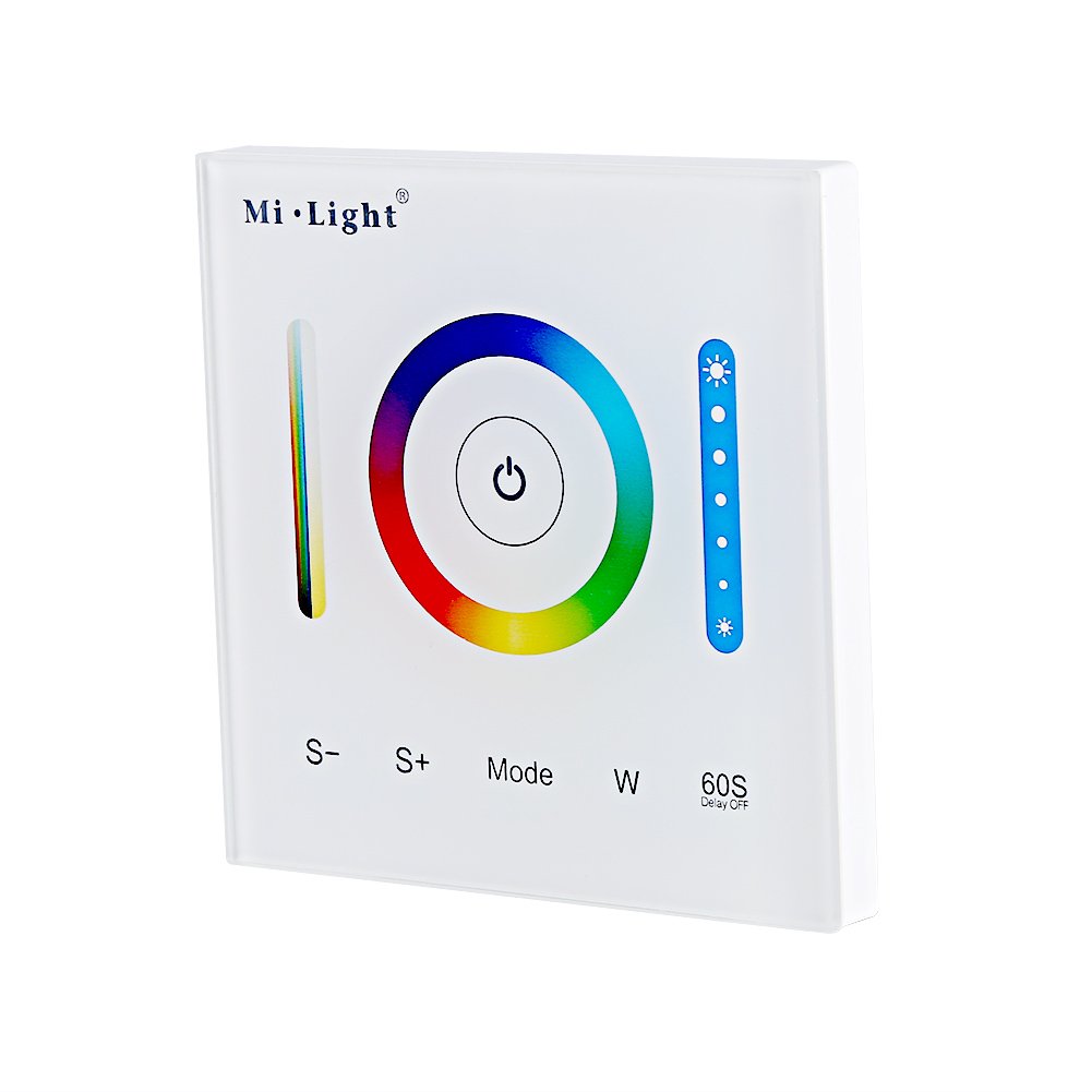 Zerodis Milight Wall-Mounted Touch Panel LED Controller for RGB/RGBW/RGB+CCT Color Changing LED Strip Light with DC 12-24V