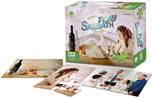 "SHABBATH - 3 PUZZLES": 3 Jigsaw Puzzles Kit for children. Educational Game that Promotes Cognitive &amp; Fine Motor Skills and Helps Stimulate Conversation about SHABBATH